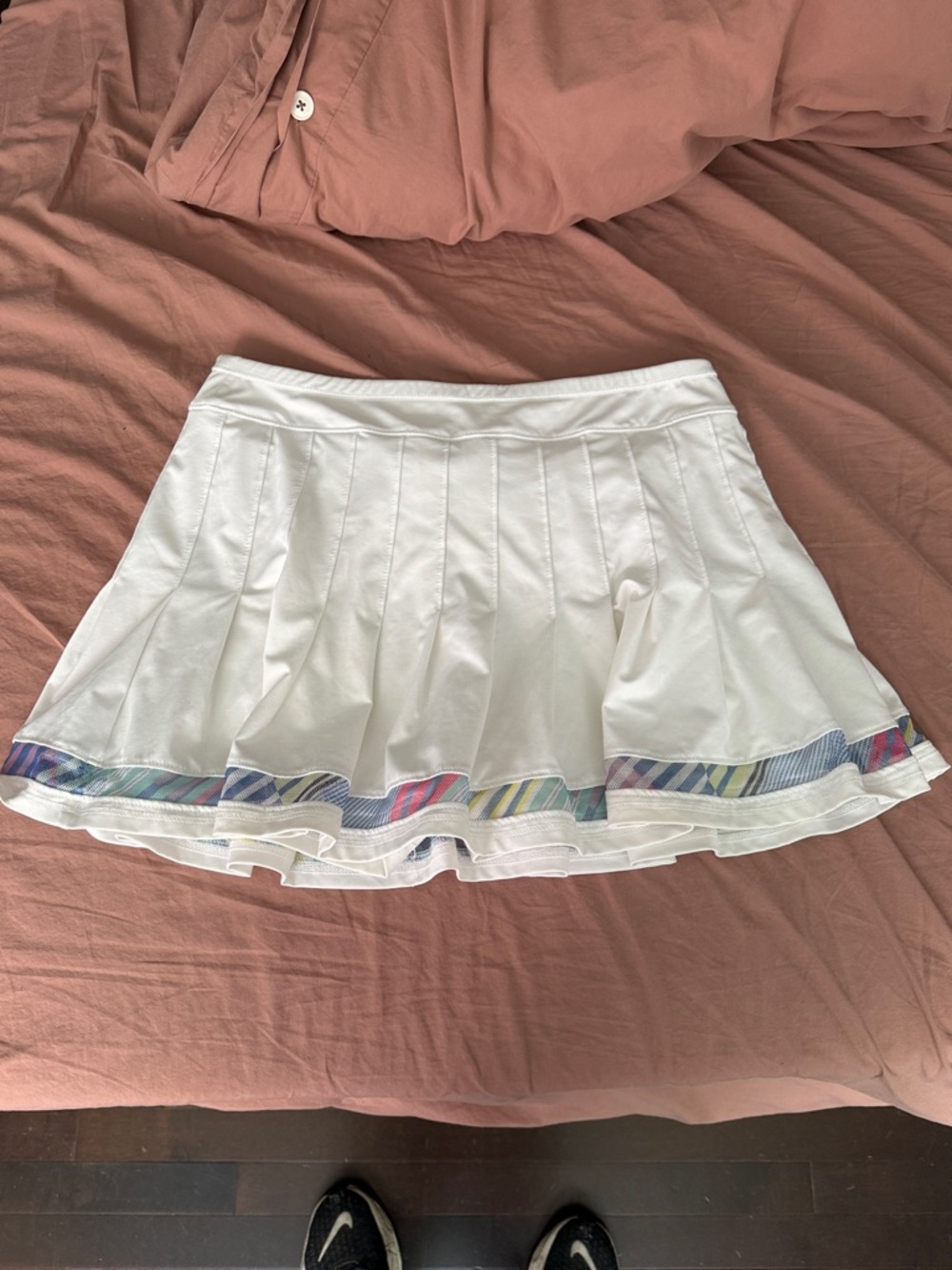 Lucky in Love tennis Skirt with Pastel Stripe Hem